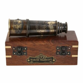 1920 Marine Telescope Collectible Décor Nautical Spyglass Antique Mounted Solid Brass 15 Inch Pirate Telescope with Wooden and Branded corrugate Box